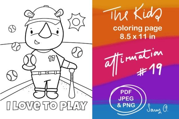 Affirmation Game: Baseball Sports Rhino