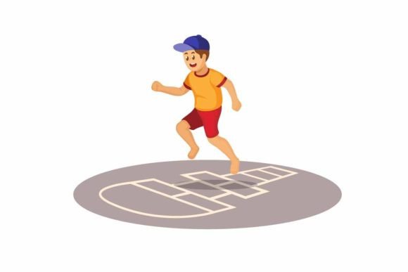 Bringing Joy to Designs: How Children Playing Hopscotch Game Vector Enhances Visual Projects