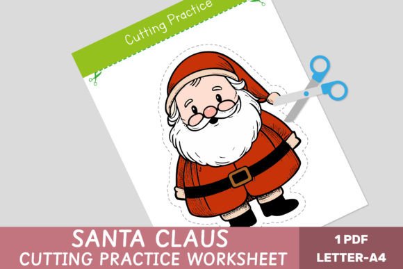 Christmas Worksheet - Santa Cutting Game: A Fun and Educational Activity for the Holiday Season