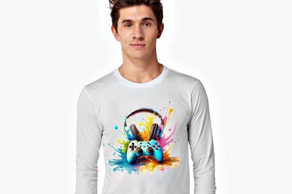 Game Controller and Headphones Splatter – A Bold Design for Creative Merchandise