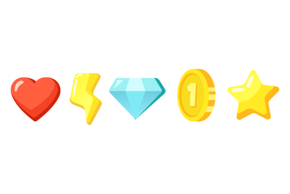 Game Interface Icons in Cartoon Style UI Design