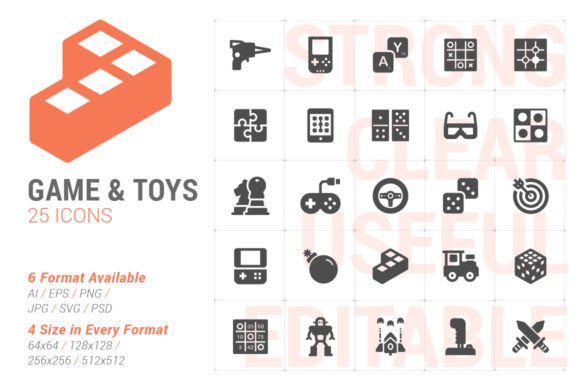 Game Toy Filled Icon Set for Creative Projects