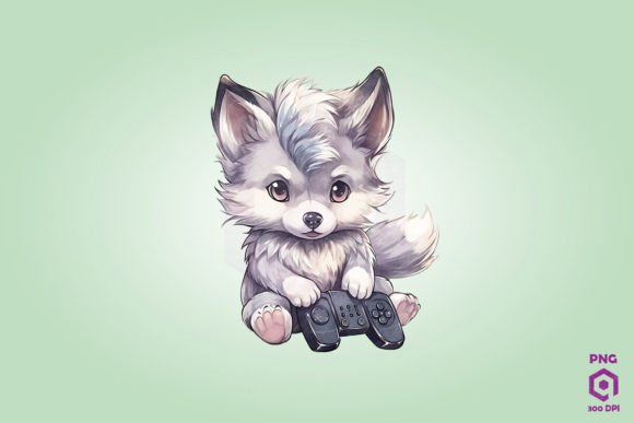 Gray Wolf Playing Video Game: A Unique Creative Asset for Designers and Wild Animal Enthusiasts