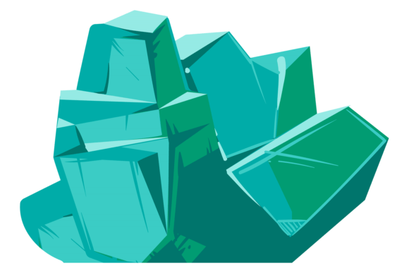 Green Rock Icon: A Versatile Cartoon Game Ground Element for Digital Design