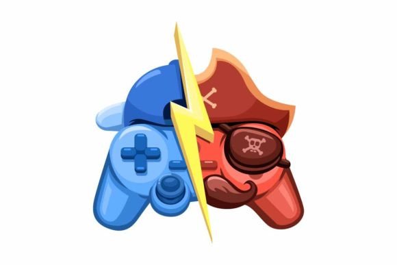 Normal and Pirate Joystick Game Mascot: A Playful Typeface with Character