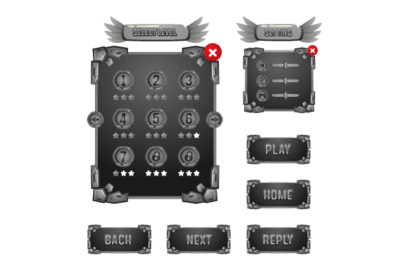 Silver Stone Game Level Selection Design: A Unique Asset for Digital and Interior Creatives