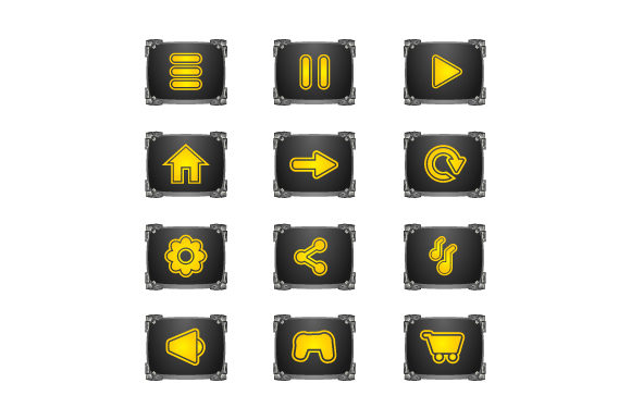 Stone Game UI Button Set Design Vector: Enhancing Digital Interfaces with Timeless Aesthetics