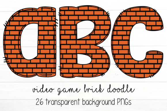 Video Game Brick Doodle Alphabet for Creative Design Projects