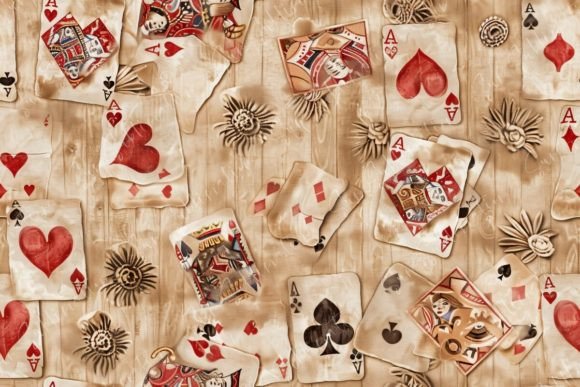 Vintage Card Game on Wooden Background: A Timeless Visual for Creative Projects