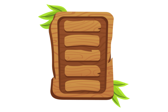 Wooden Menu Template for Cartoon Game Interfaces